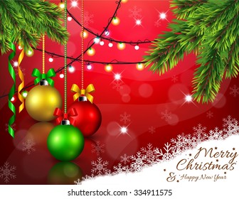 Christmas decoration in red background