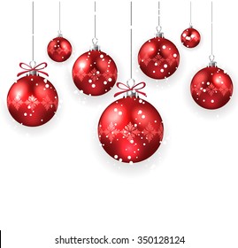 Christmas decoration with red Christmas balls isolated on white