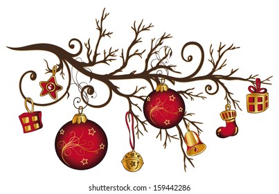 Christmas decoration with red and gold christmas elements