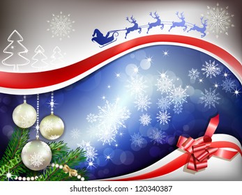 Christmas decoration with ribbon , pine tree and balls