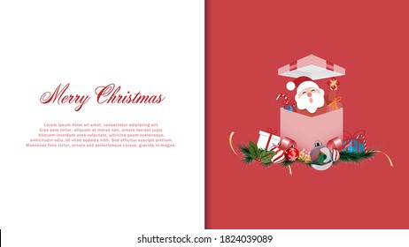 Christmas decoration and Santa Claus with greeting card, Merry Christmas and happy new year - vector illustration.