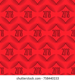 Christmas decoration. Seamless pattern. Geometric bordure with numbers 2018. Vector design