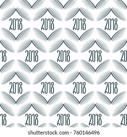 Christmas decoration. Seamless pattern. Geometric bordure with numbers 2018. Vector design