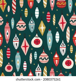 Christmas decoration Seamless pattern vector background, digital paper for textile, fabric, wrapping paper, wallpaper, stationery