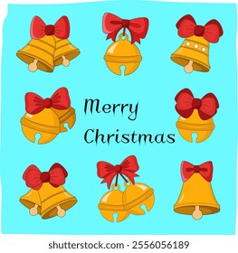 Christmas decoration set, Christmas bells in various shapes, suitable for background