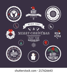 Christmas decoration set of calligraphic and typographic design elements, labels, symbols, icons, objects and holidays wishes