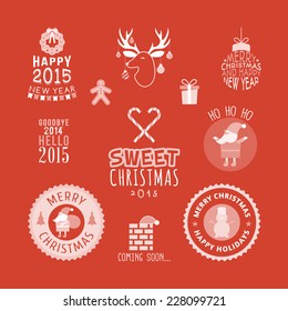 Christmas decoration set of design elements, labels, symbols, icons, objects and holidays wishes