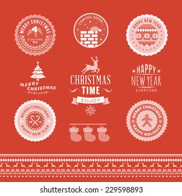 Christmas decoration set of design elements, labels, symbols, icons, objects and holidays wishes