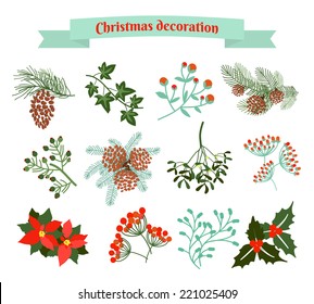 Christmas decoration .  set of elements. EPS 10 illustration