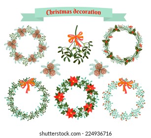 Christmas decoration .  set of elements. vector illustration