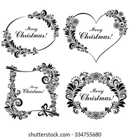 Christmas decoration set - lots of calligraphic elements, bits and pieces to embellish your holiday layouts. Collection of Christmas design elements isolated on White background. Vector Illustration
