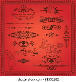 Christmas decoration set - lots of calligraphic elements, bits and pieces to embellish your holiday layouts