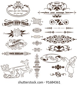 Christmas decoration set - lots of calligraphic elements, bits and pieces to embellish your holiday layouts