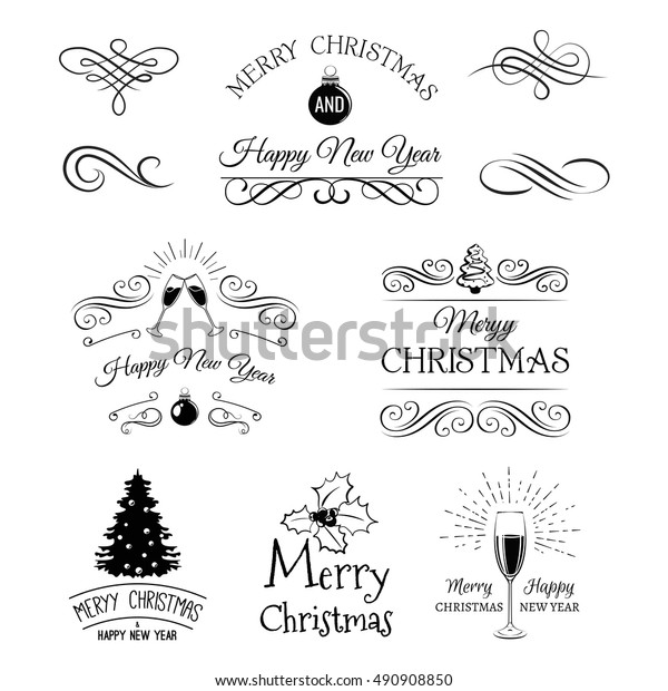 Christmas decoration set - lots of calligraphic elements, bits and ...