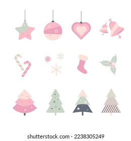 Christmas decoration set. Vector background.