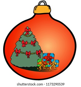 Christmas decoration set. Vector. Funny Christmas icons. Christmas tree with presents.