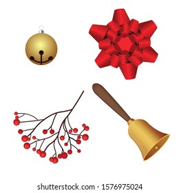 Christmas decoration set vector illustration isolated on white background