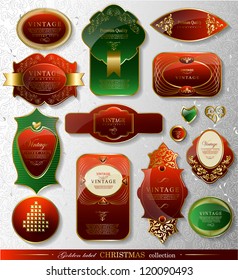 Christmas decoration set/Christmas tree, calligraphic and typographic design elements, frames, labels. ribbons, stickers