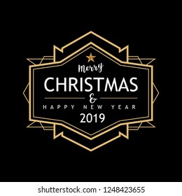 Christmas decoration sign art deco vintage badge vector