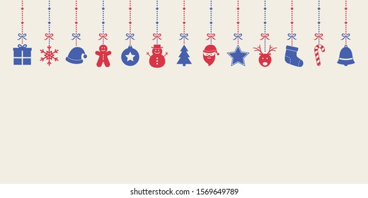 Christmas decoration. Simple icons on white background with copyspace. Vecto