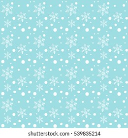 Christmas decoration. Snowfall seamless pattern with white snowflakes. Vector illustration Winter Holiday card pattern. Falling snowflakes light blue background. Vintage style Retro Victorian sign 22