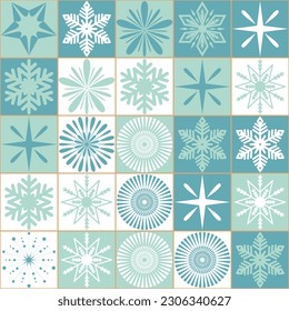Decoración navideña copo de nieve c cuadrado fondo de patrón sin fisuras para la decoración de fiestas navideñas