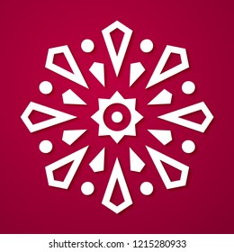 Christmas Decoration Snowflake. White Vector Ornament.
