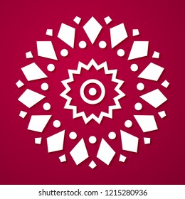 Christmas Decoration Snowflake. White Vector Ornament.