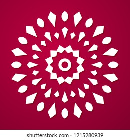 Christmas Decoration Snowflake. White Vector Ornament.