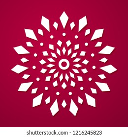 Christmas Decoration Snowflake. White Vector Ornament.