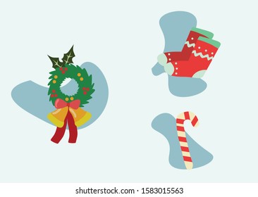 Christmas decoration, socks, candy, and leaf