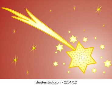 Christmas decoration with star on color background
