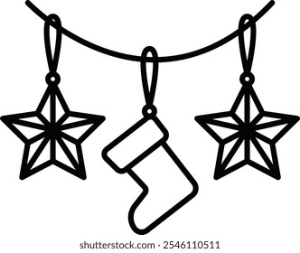 Una decoración navideña con una estrella y una media