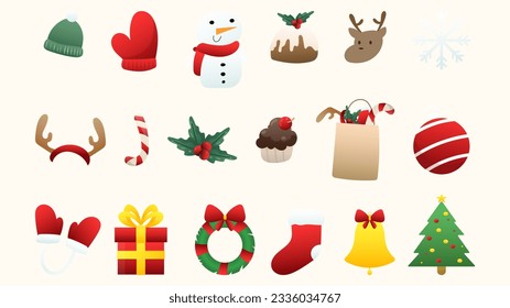 christmas decoration stickers various shapes vector ,Element in Christmas holiday , illustration Vector EPS 10