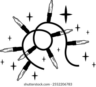 Icono de luces de cadena de decoración de Navidad