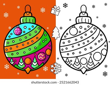 Christmas decoration christmas tree, tree ball coloring book with sample