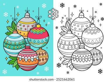 Decoração de Natal árvore de Natal, livro de colorir bola de árvore com amostra