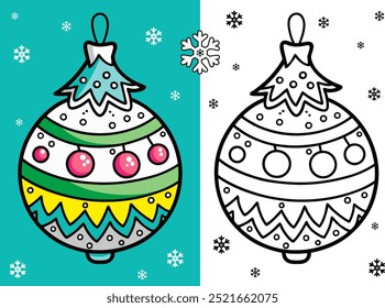 Christmas decoration christmas tree, tree ball coloring book with sample