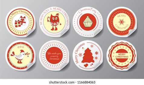 christmas decoration vector design elements. labels and banner