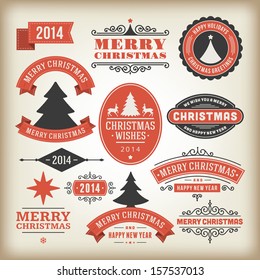 Christmas decoration vector design elements collection. Typographic elements, vintage labels, frames, ribbons, set. Flourishes calligraphic. Christmas decoration vector design elements collection. Typographic elements, vintage labels, frames, ribbons, set. Flourishes calligraphic.