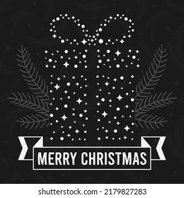 Christmas decoration vector design elements. A gift box made up of stars and snowflakes. Typographic element for New Year designs, logos, Merry Christmas greetings.
