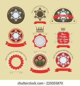 Christmas Decoration Vector Design Elements. Merry Christmas and Happy New Year wishes.Typographic elements, Vintage Labels.