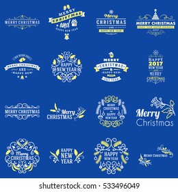 Christmas Decoration Vector Elements. Merry Christmas and Happy Holidays Wishes. Vector Set of Decoration Elements