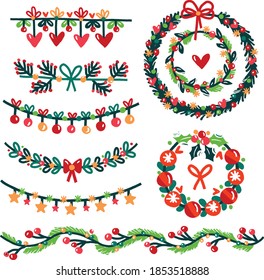 Christmas decoration vector illustrations collection