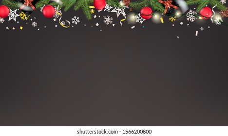 Christmas decoration vector template with red baubles