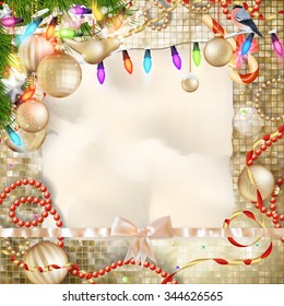 Christmas decoration. vintage background with space for text or image. EPS 10 vector file included