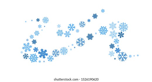 Christmas decoration. Wavy line from snowflakes. Winter holiday design element.