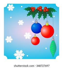 Christmas Decoration with White Snowflakes, Vector Illustration