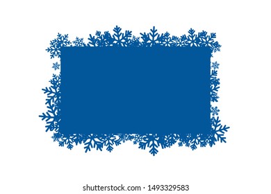 Christmas decoration. Winter holiday design element with snowflakes. Vector frame with copy space.