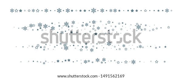Christmas decoration.\
Winter holiday design element with snowflakes. Horizontal dividers\
collection.